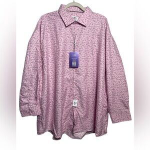 NWT TAYION Men’s‎ size 3XL light pink & black long sleeve button up shirt